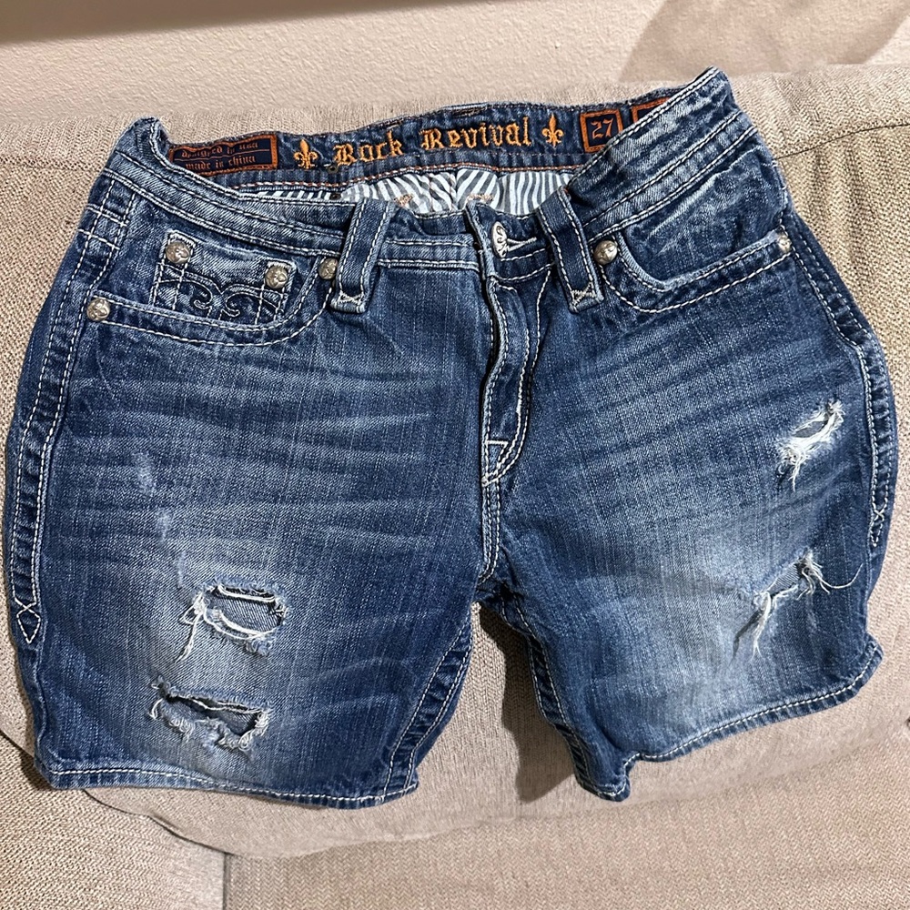 Rock Revival Distressed Blue Jean Shorts